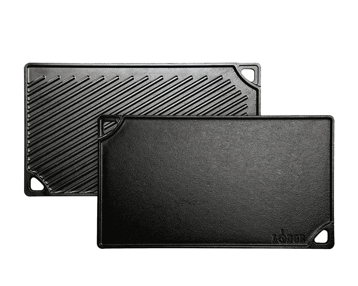 Lodge Reversible Cast Iron Grill/Griddle for Stove, Grill, and Campfire - Heavy-Duty, Pre-Seasoned Cooking Surface - 9.