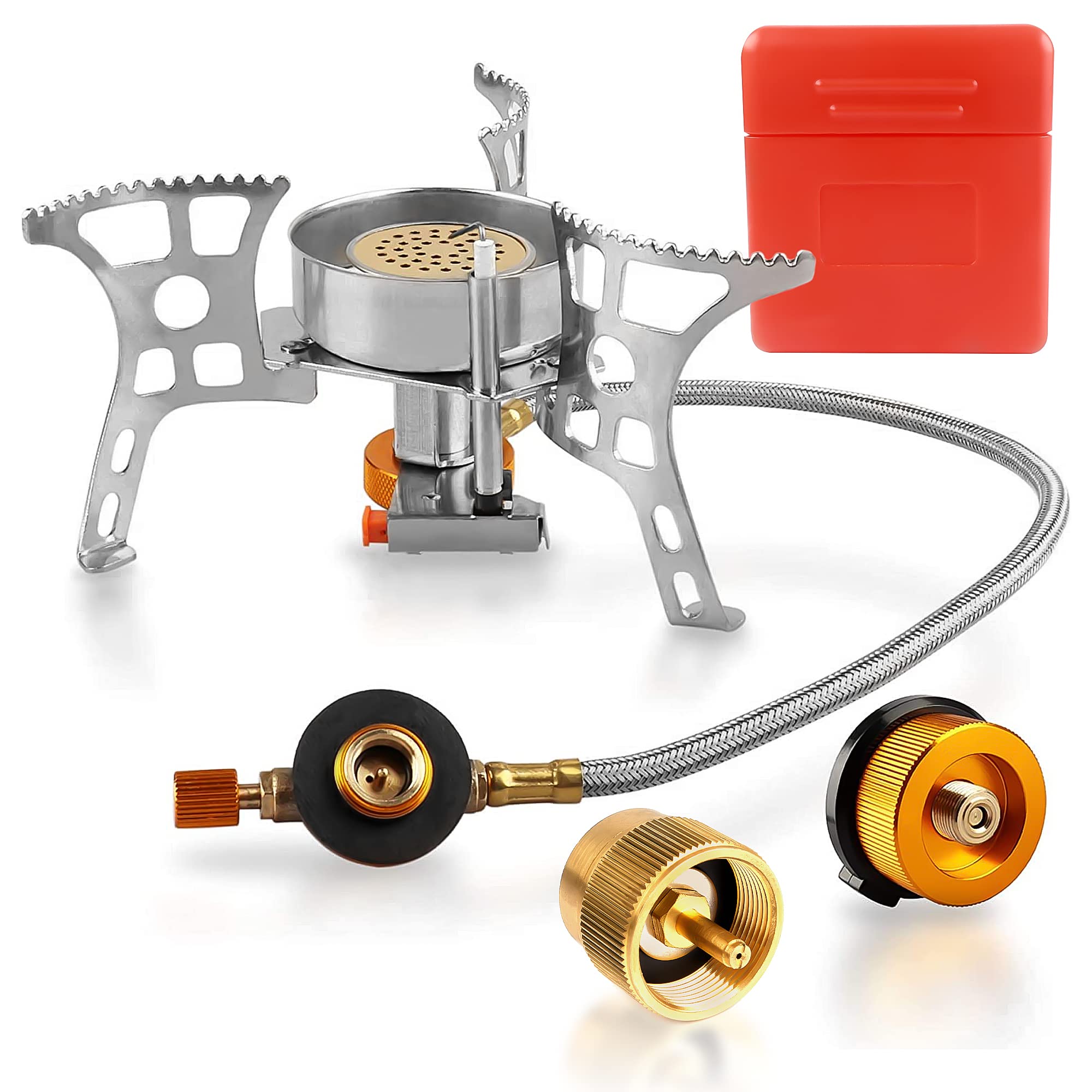 Portable Collapsible Gas Stove with Butane Adapter for Camping and Backpacking
| Windproof 3900W Camping Stove with Pie