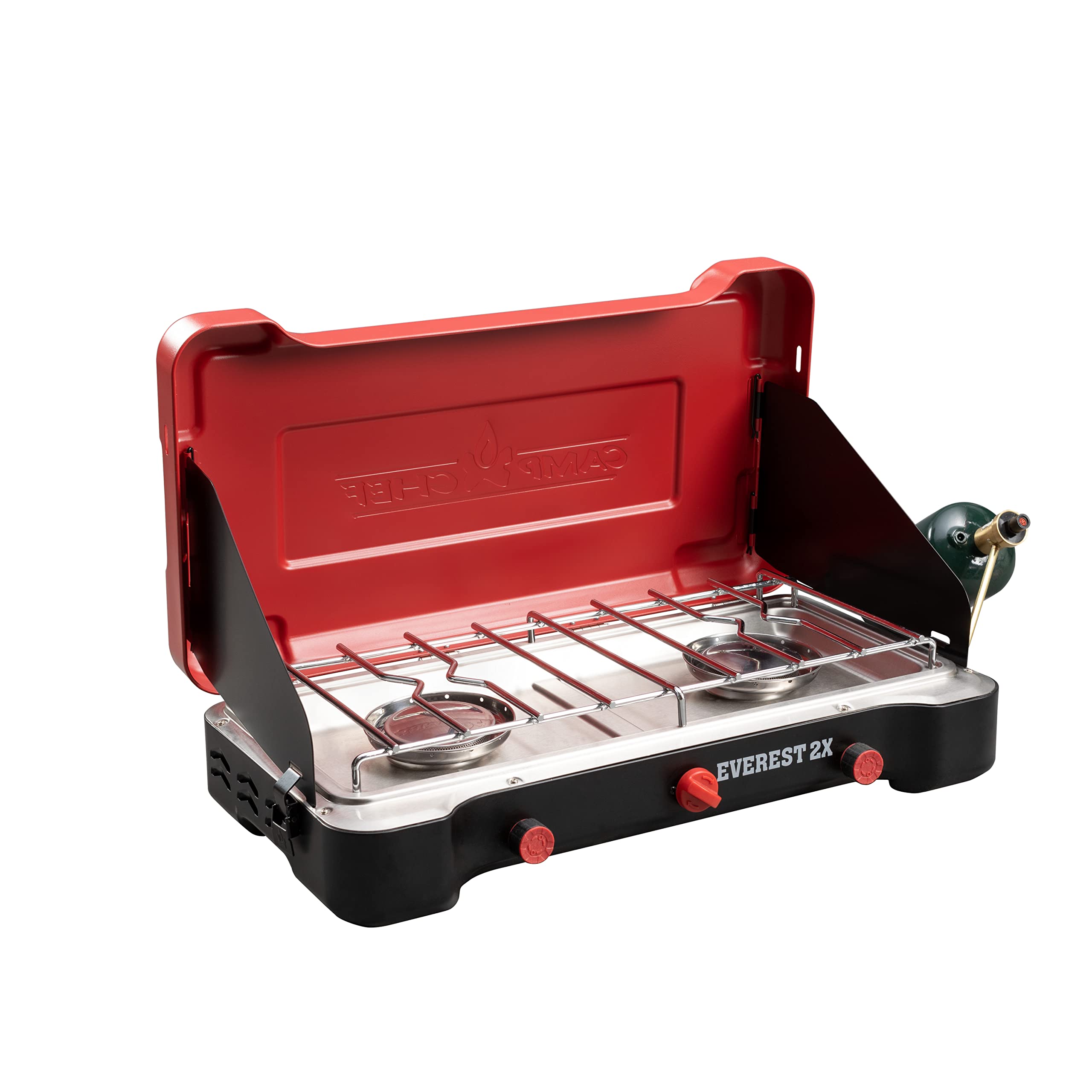 High Output Two-Burner Camp Stove for Outdoor Cooking
| Portable Mountain Series Everest 2X Camp Stove with Windscreen